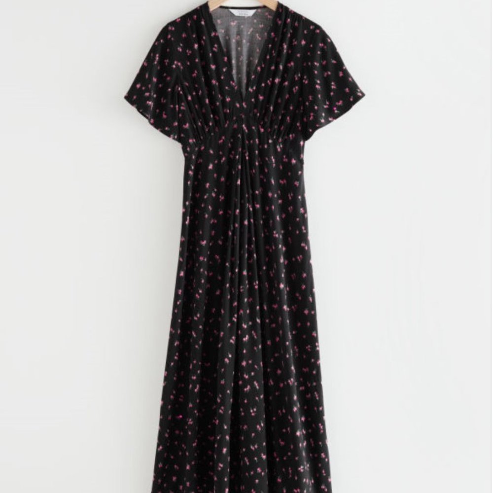 And Other Stories Midi Black Florals Dress
